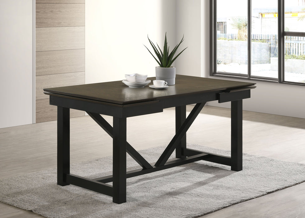 Malia Rectangular Dining Table with Refractory Extension Leaf Black image