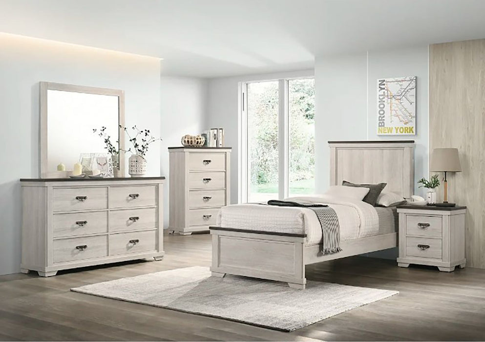 Crown Mark Furniture Leighton Twin Panel Bed in White B8180-T