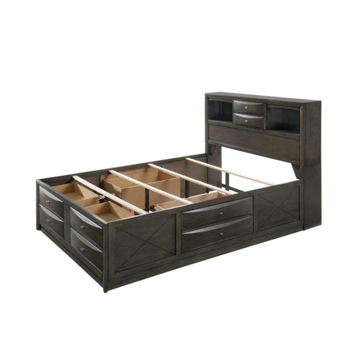 Crown Mark Emily King Captain's Storage Bed in Grey - Keads Furniture/James Furniture