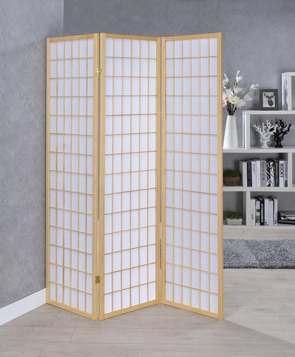 Carrie 3-panel Folding Screen Natural and White