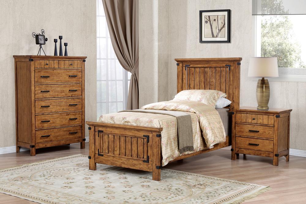 Brenner Twin Panel Bed Rustic Honey