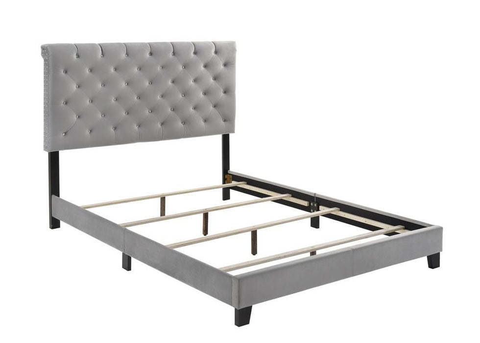 Warner Eastern King Upholstered Bed Grey