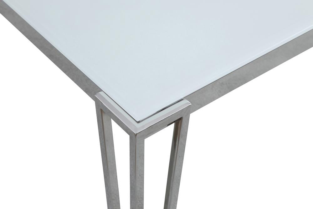 Pauline Rectangular Dining Table with Metal Leg White and Chrome