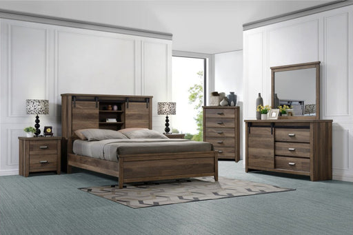 Crown Mark Furniture Calhoun King Bookcase Bed in Brown - Keads Furniture/James Furniture