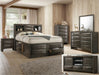 Crown Mark Emily King Captain's Storage Bed in Grey - Keads Furniture/James Furniture