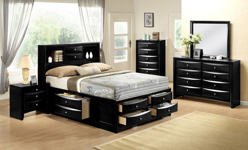 Crown Mark Furniture Emily Captain's Queen Bed in Black - Keads Furniture/James Furniture