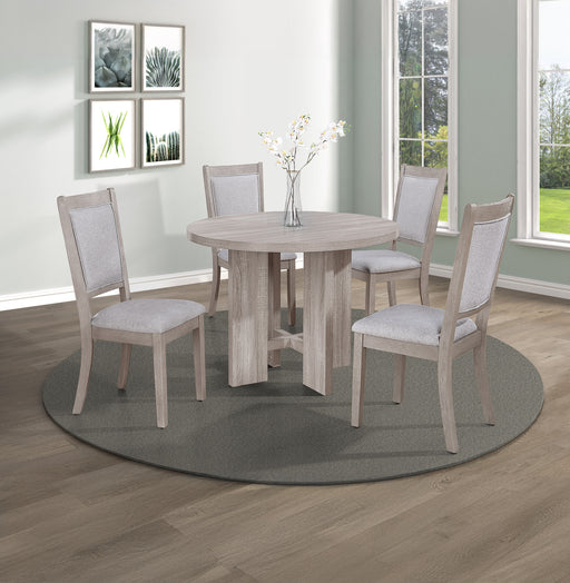 AMARA 5-PK RD DINING SET DRIFT WOOD - Keads Furniture/James Furniture